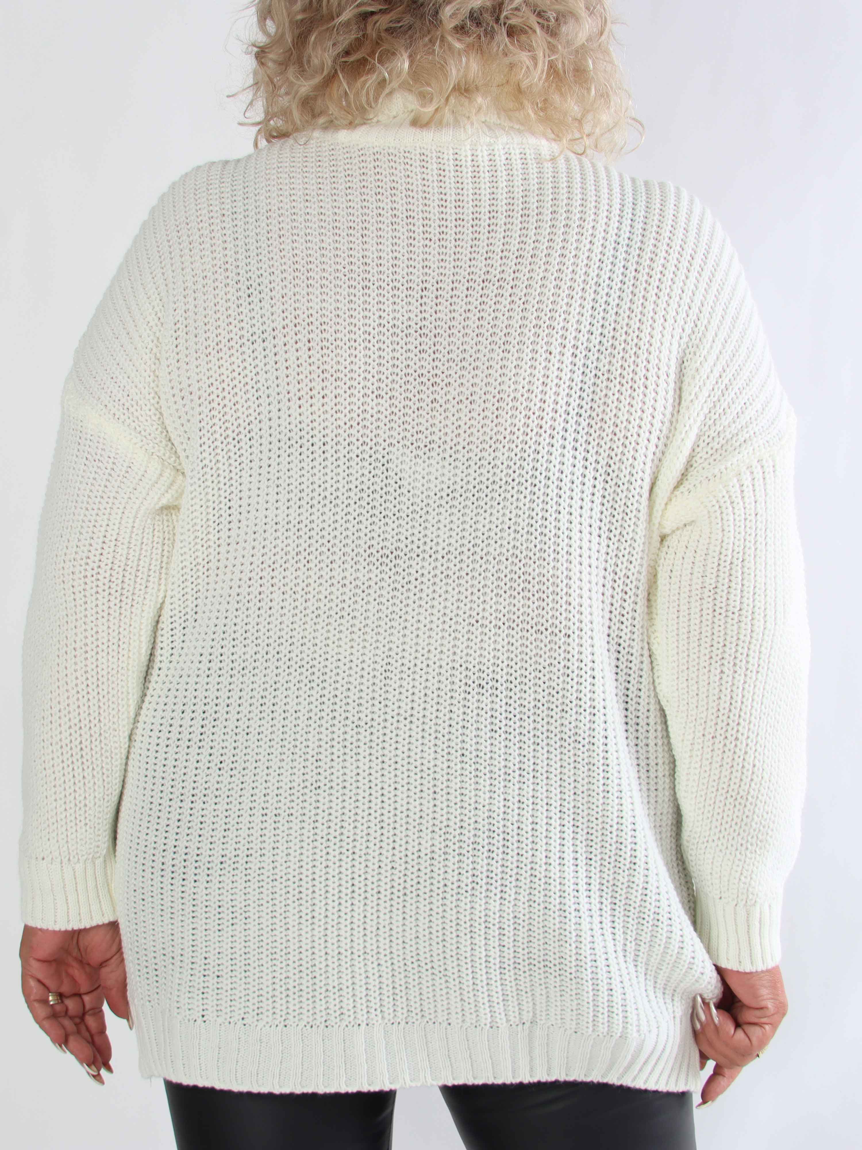 Cindy - Enfärgad mysig stickad plus size tröja med polotröja